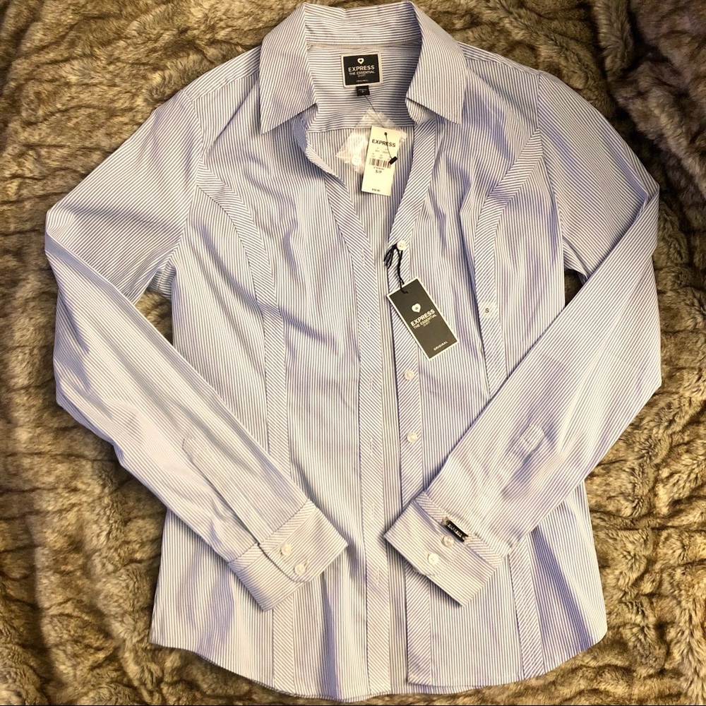 Express - The Essential Shirt - Blue/White Stripes
